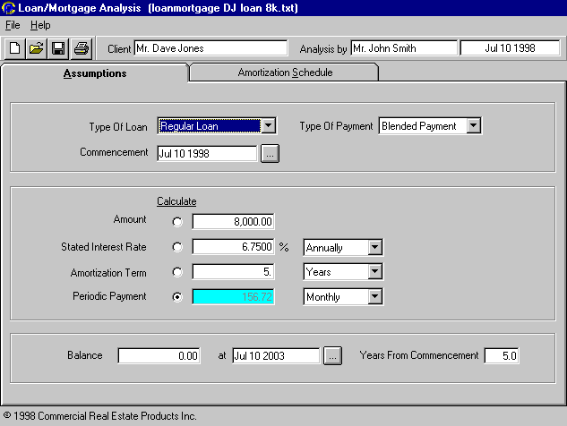 Commercial Pro Loan/Mortgage Analysis - Regular Loan
