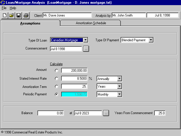 Commercial Pro Loan/Mortgage Analysis - Canadian Mortgage